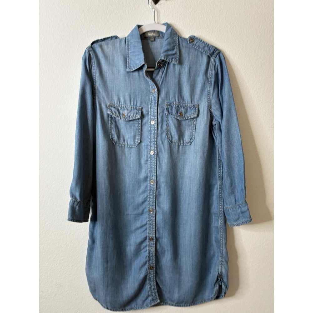 Neiman Marcus Shirt Dress Womens S Blue Denim Long Sleeve Button Up - Picture 8 of 12
